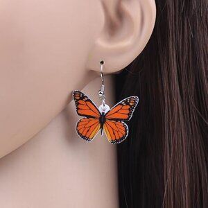 Orange Butterfly Dangle Earrings